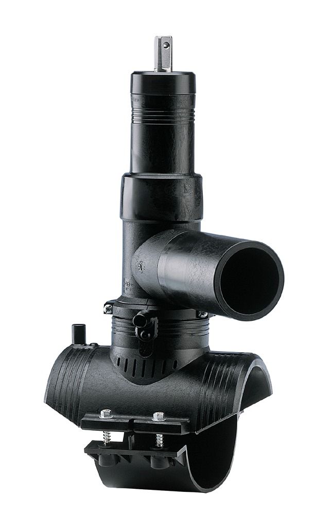 PE100 E/F TAPPING VALVE 360DEG R/OUTLET 160 X 63MM