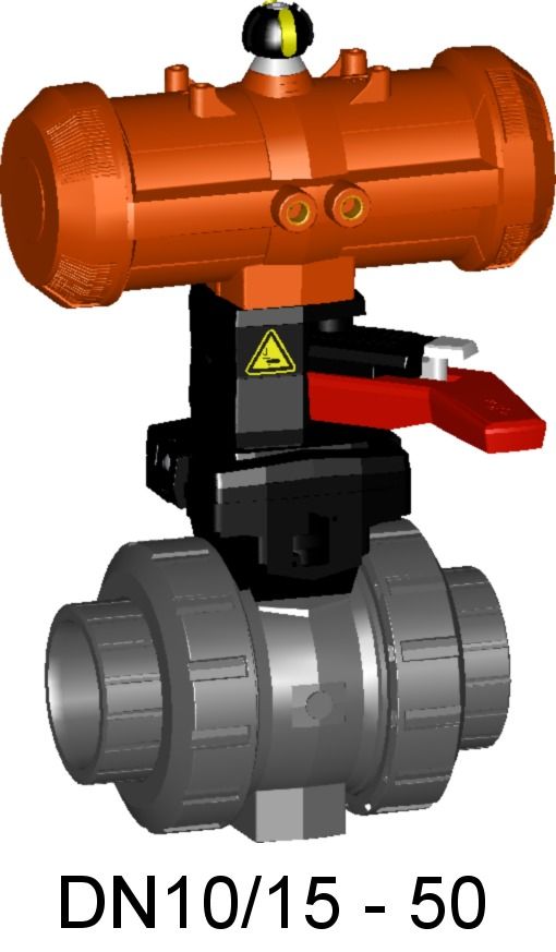UPVC BALL VALVE TYPE 230 - DA WITH M/OVERRIDE S. SOCKET DN50/2