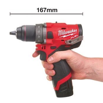 MILWAUKEE M12 FUE SUB COMPACT PERCUSSION DRILL KIT, 2 X 4.0 AH BATTERY PACKS, C12 C CHARGER, HD BOX