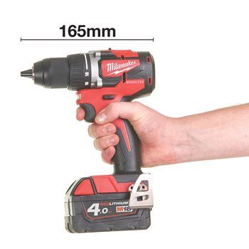 MILWAUKEE M18 COMPACT BRUSHLESS DRILL DRIVER KIT, 2 X 2.0 AH BATTERY PACKS, M12-18 C CHARGER, KITBOX